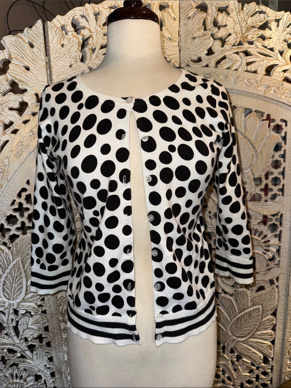 The Limited Black and White Polka Dot Cardigan